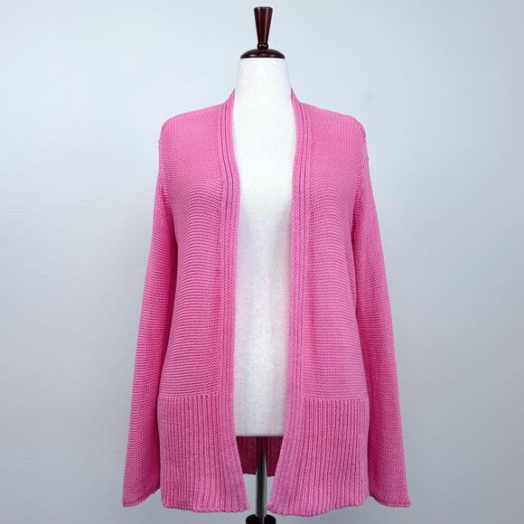 Wooden Ships Sweaters - Wooden Ships Pink Long Sleeve Beachy Cotton Blend Open Front Knit Cardigan L/XL